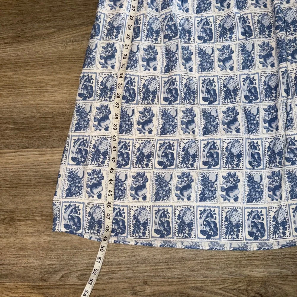 Abercrombie & Fitch Blue White Floral Toile Smocked Maxi Dress Large L